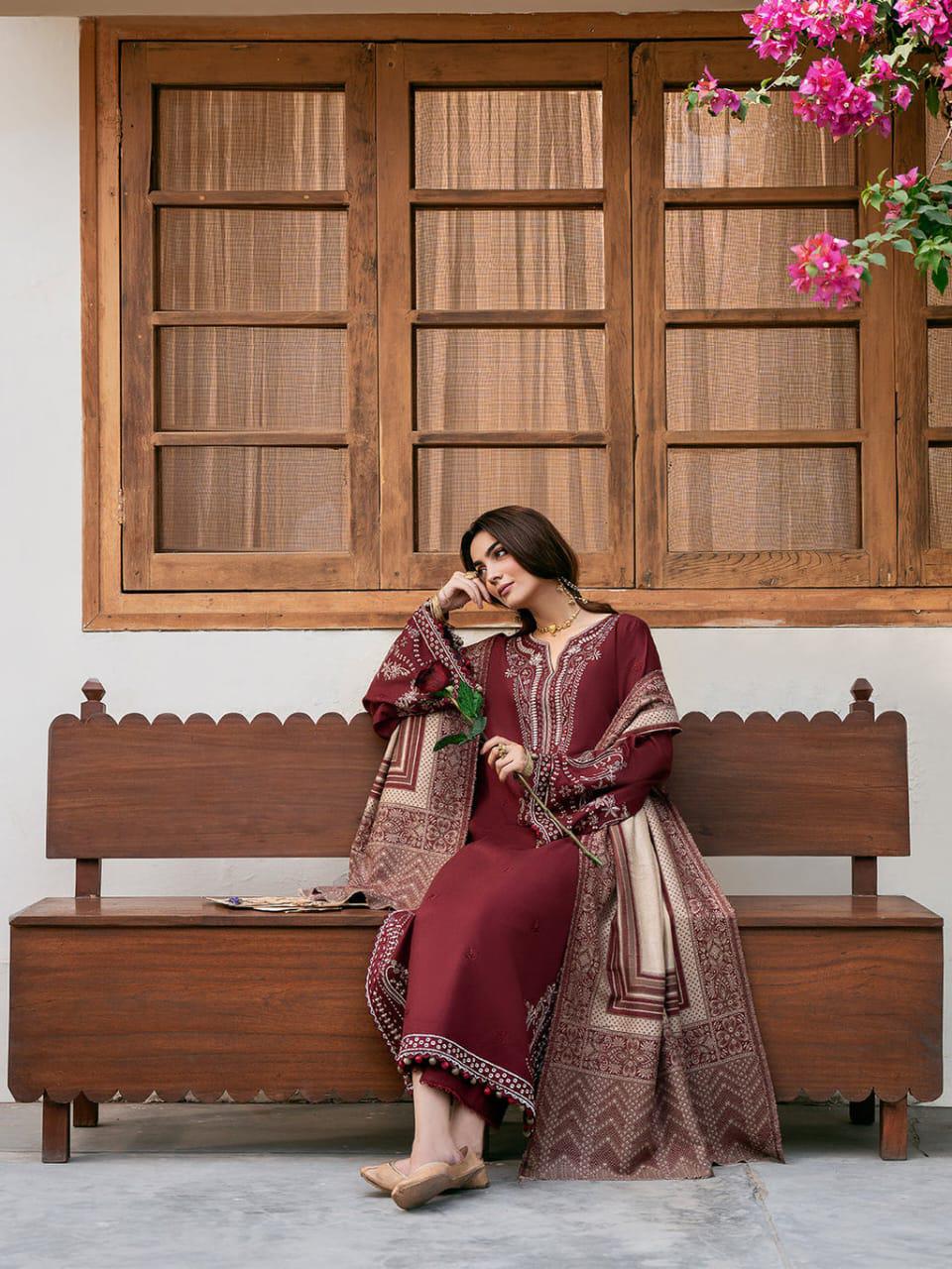 Dhanak Heavy Embroidered 3Piece D-003