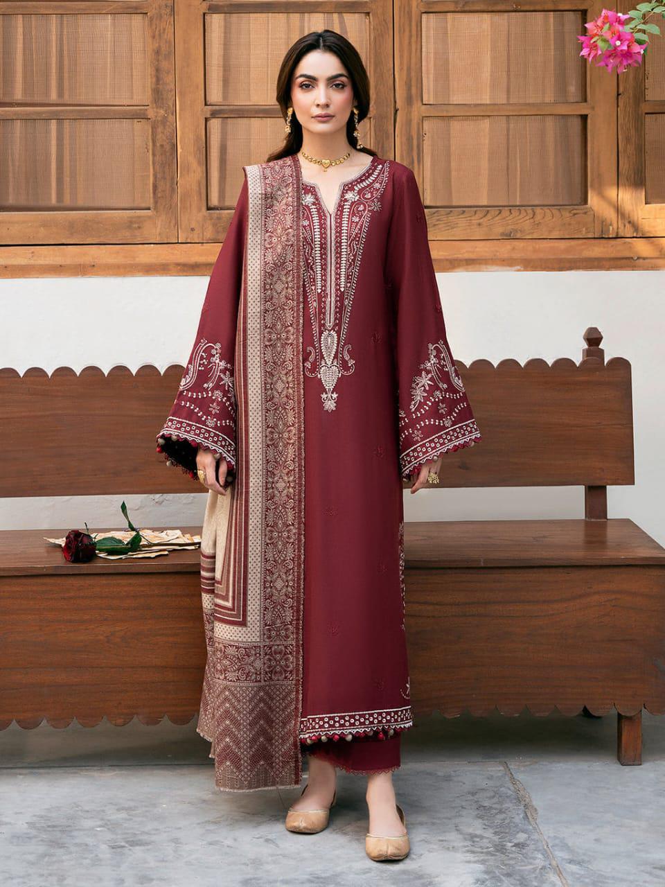 Dhanak Heavy Embroidered 3Piece D-003