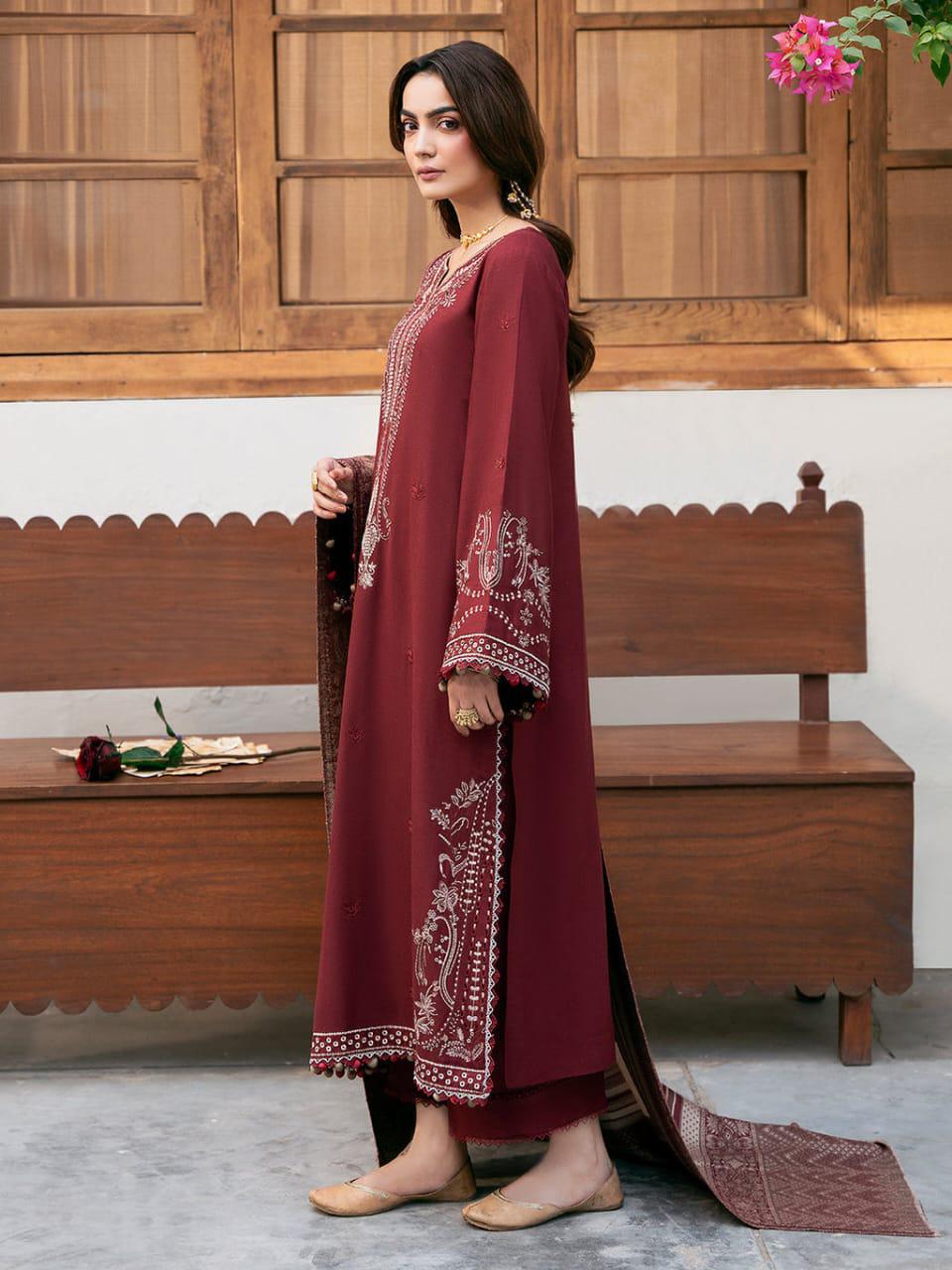Dhanak Heavy Embroidered 3Piece D-003