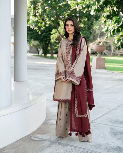Dhanak Heavy Embroidered 3Piece D-002