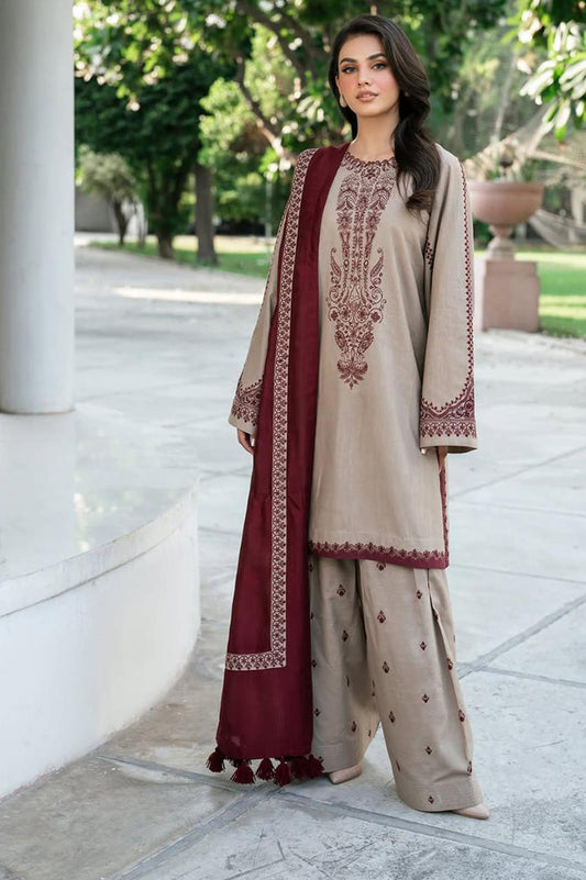 Dhanak Heavy Embroidered 3Piece D-002